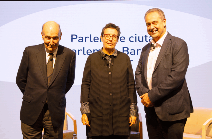 Miquel Roca i Junyent, Maria Buhigas i Enric Sierra a Barcelona Tribuna